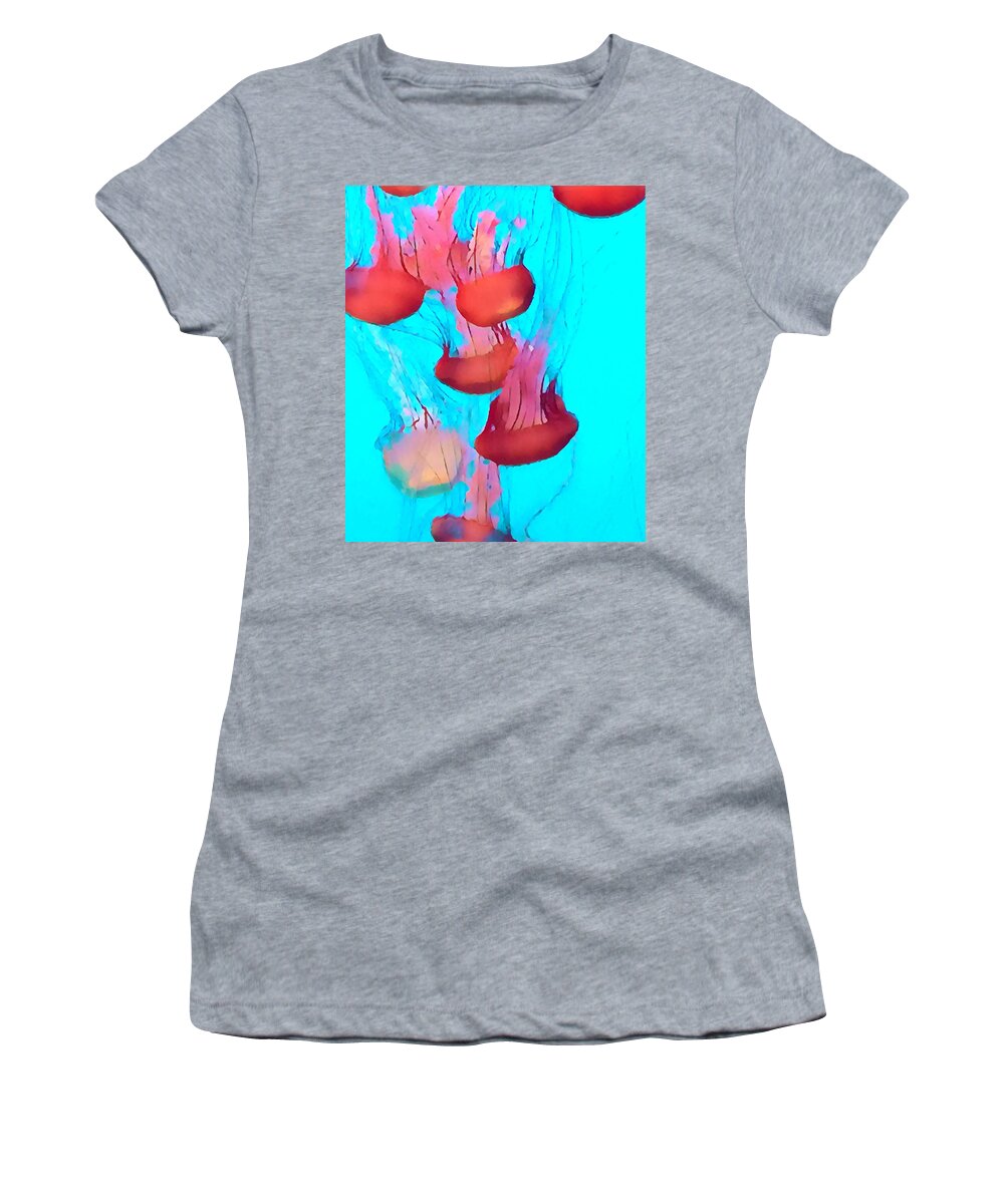 Jellyfish Women's T-Shirt featuring the photograph Aquatic Adventure by Juliette Becker