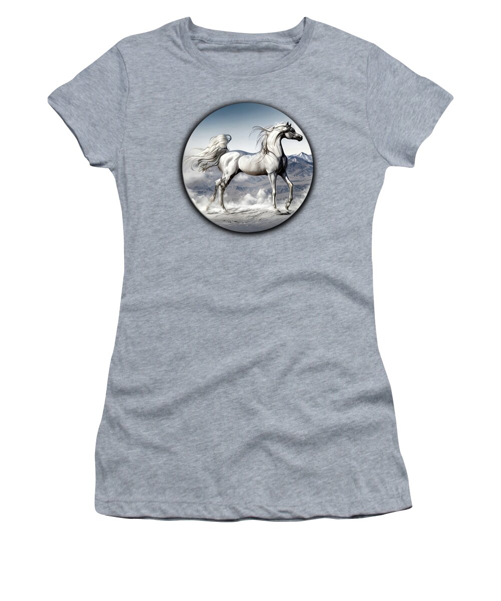 Horses Women's T-Shirt featuring the digital art Arabian Horse Overlook - Silver by Stacey Mayer