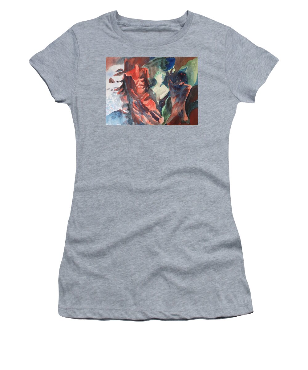 Sculpture Women's T-Shirt featuring the painting Archaic Greek Mystery by Enrico Garff