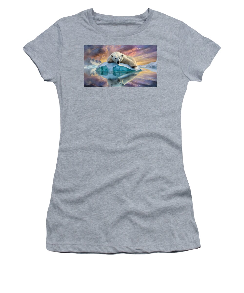 Oil Painting Women's T-Shirt featuring the mixed media Arctic Slumber by Susan Rydberg