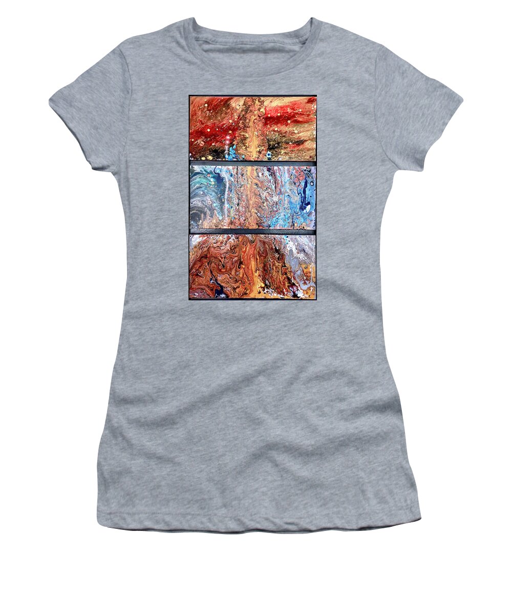 Acrylic Pour Women's T-Shirt featuring the painting Ariadne's thread by David Euler