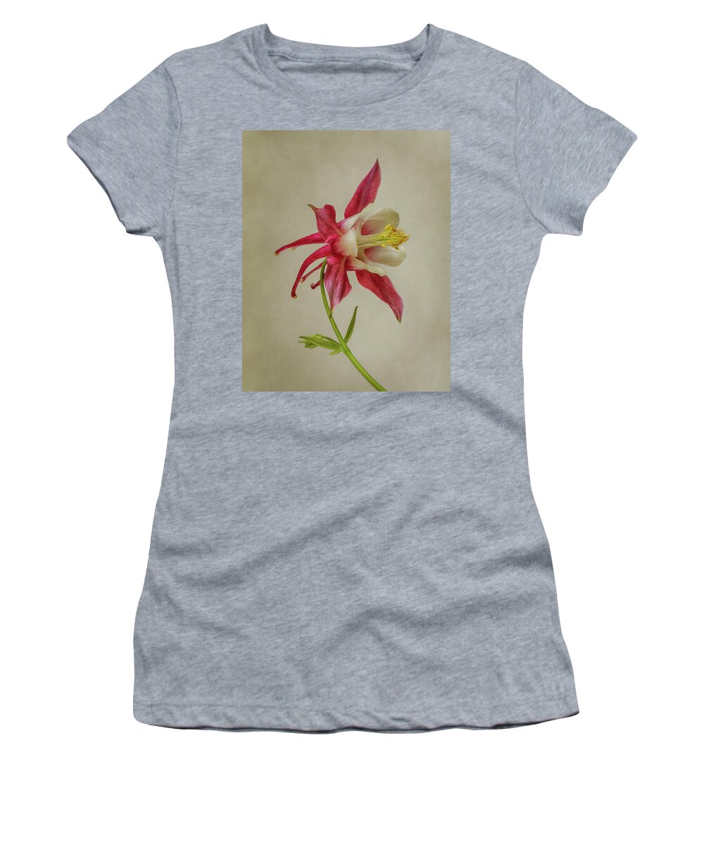 Columbine Women's T-Shirt featuring the photograph Pink Columbine Wildflower #1 by Patti Deters