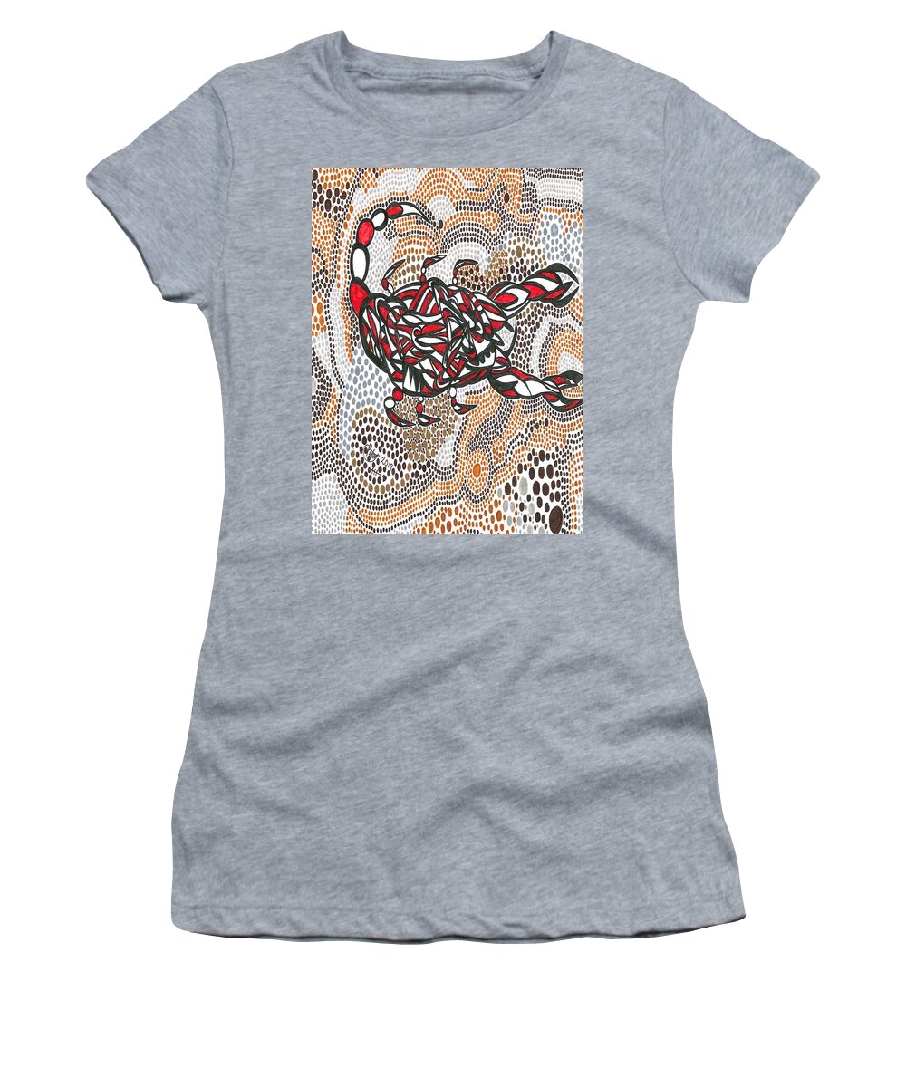 Scorpion Women's T-Shirt featuring the mixed media Scorpion by Peter Johnstone