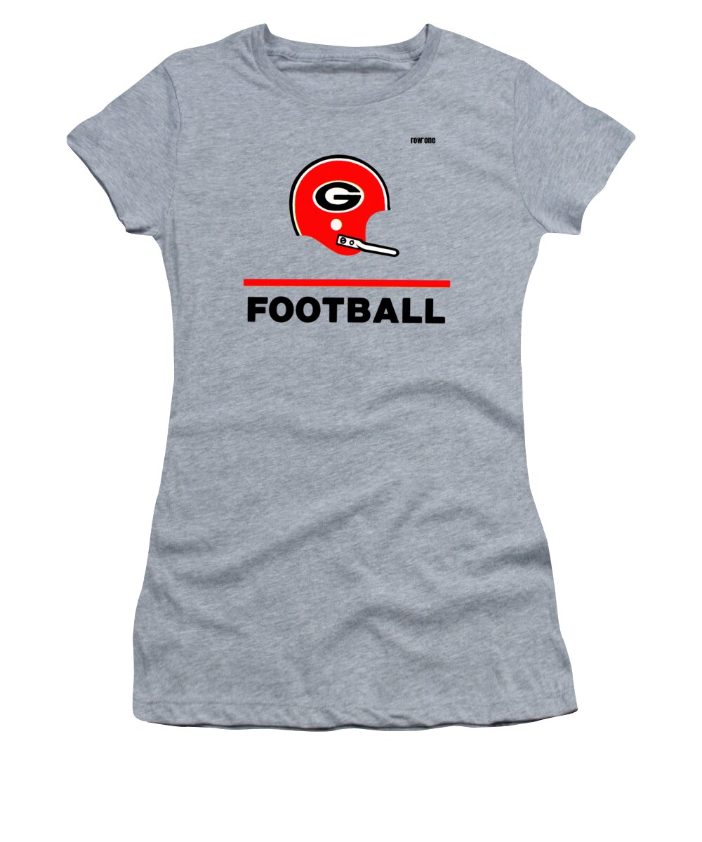 Georgia Women's T-Shirt featuring the mixed media 1982 Georgia Bulldogs Football Helmet by Row One Brand