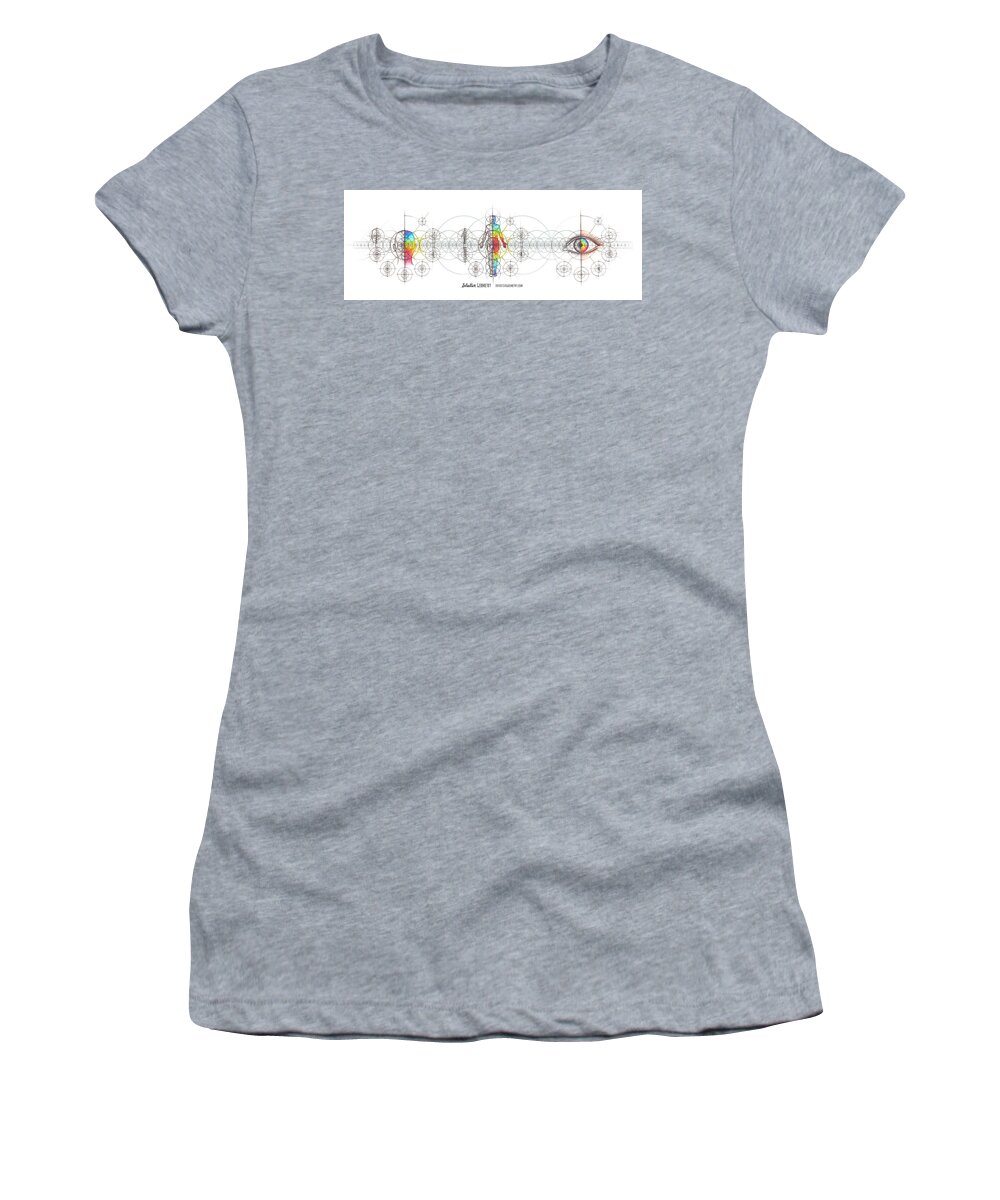 Anatomy Women's T-Shirt featuring the drawing Intuitive Geometry Human Anatomy Series by Nathalie Strassburg