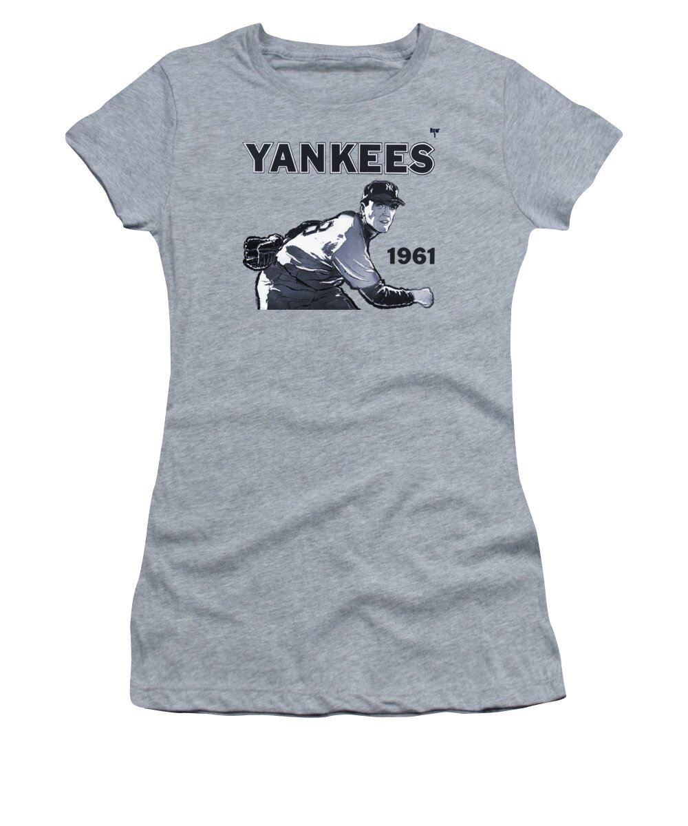 1961 Women's T-Shirt featuring the mixed media 1961 New York Yankees Art by Row One Brand