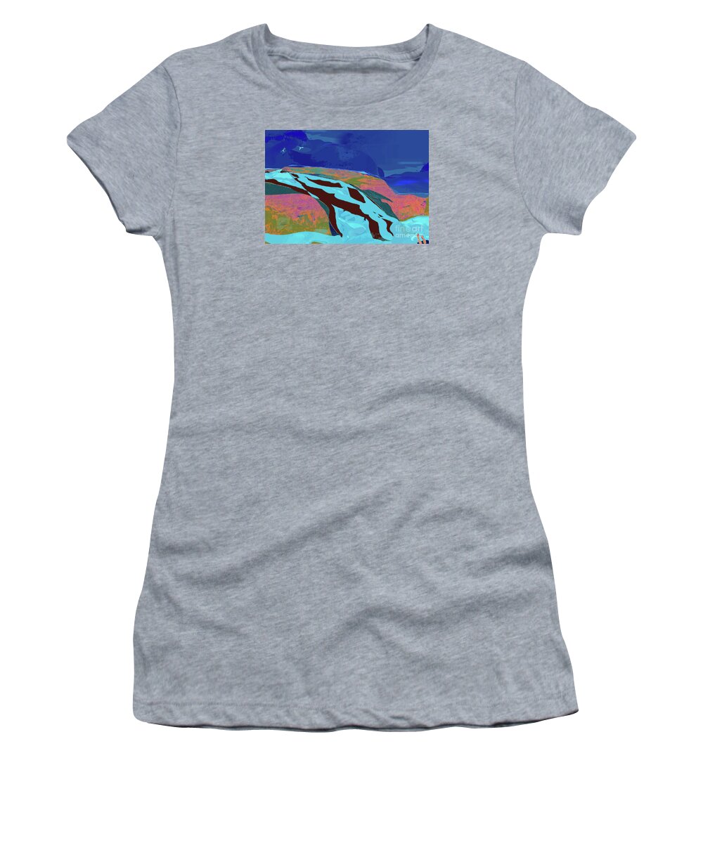 Asheville Women's T-Shirt featuring the mixed media Asheville-Tubing the River by Zsanan Studio