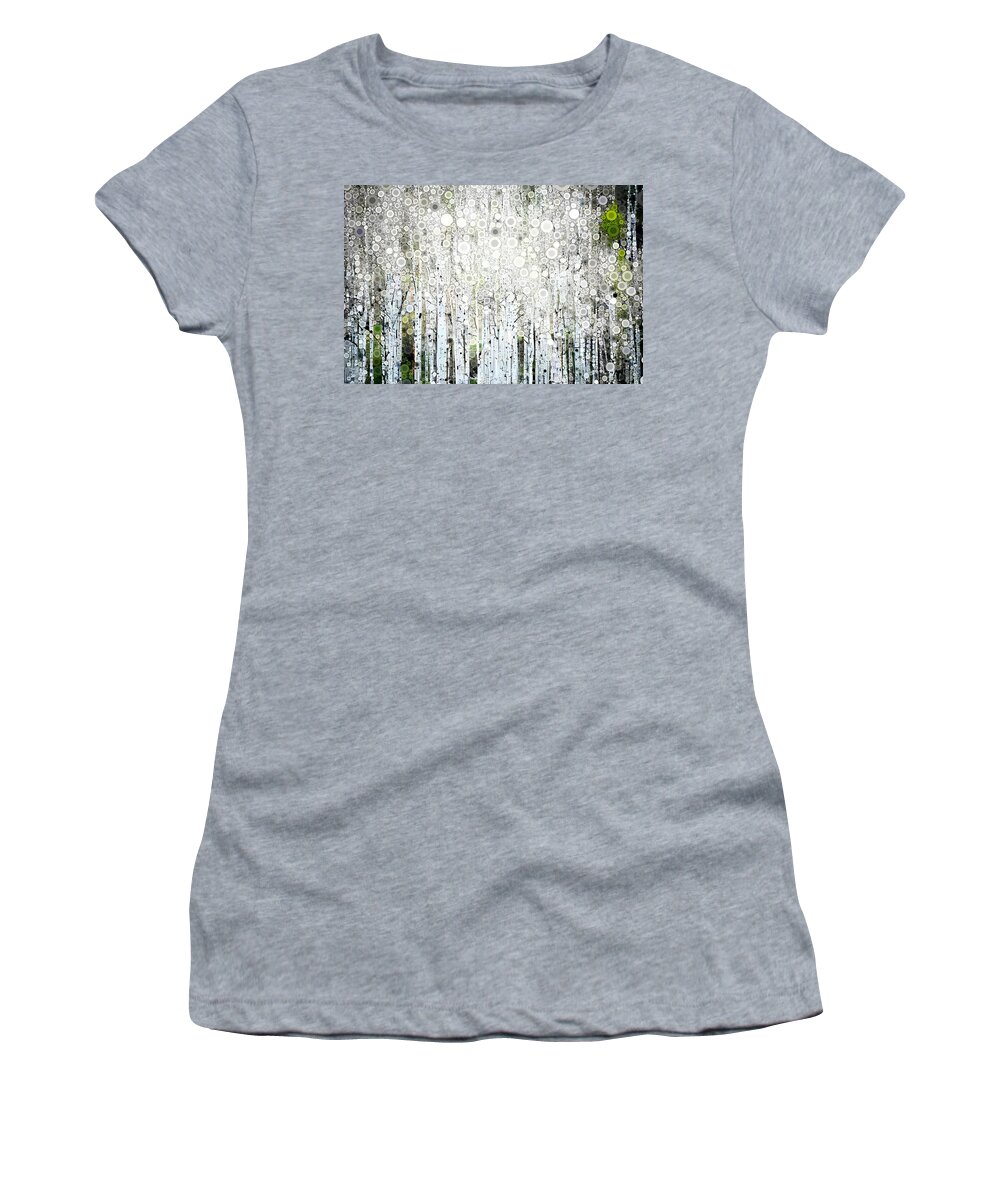Aspen Women's T-Shirt featuring the digital art Aspens in the Spring by Linda Bailey