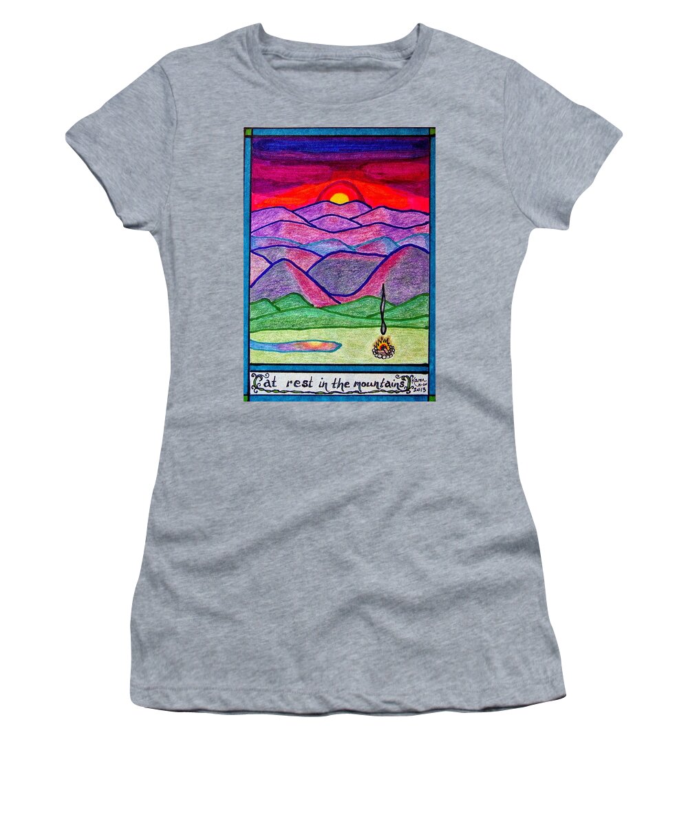 Rest Women's T-Shirt featuring the drawing At Rest In The Mountains by Karen Nice-Webb