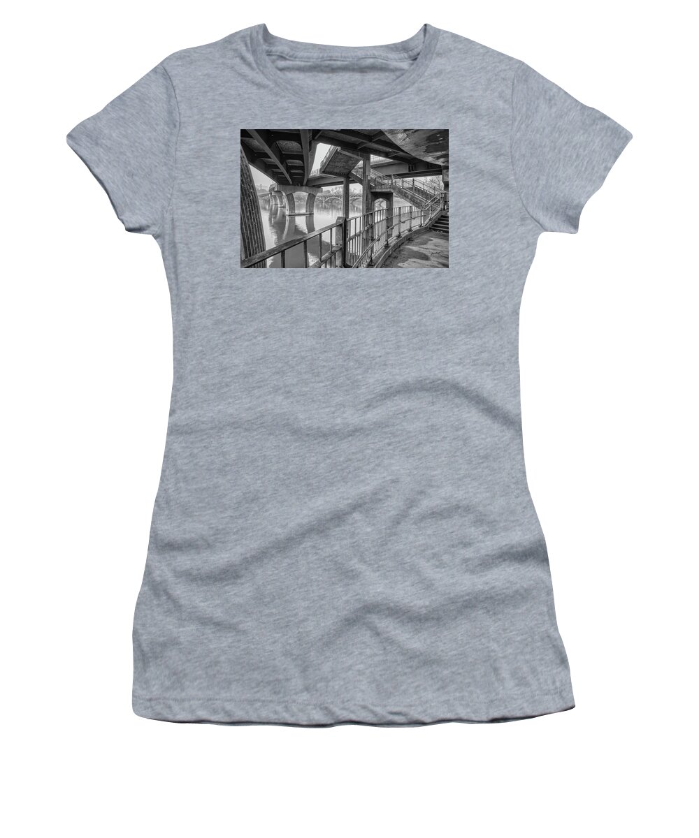 Pfluger Pedestrian Bridge Women's T-Shirt featuring the photograph Austin Underpassing by Jurgen Lorenzen