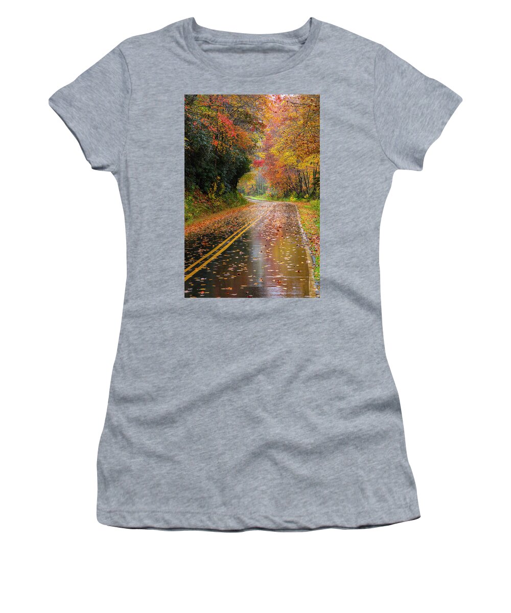Carolina Women's T-Shirt featuring the photograph Autumn Drive II by Debra and Dave Vanderlaan