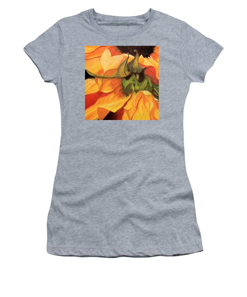 Sunflower Women's T-Shirt featuring the painting Autumn memory by Juliette Becker