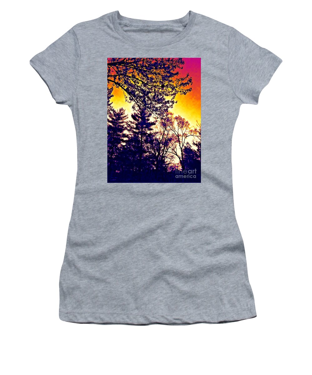 Landscape Women's T-Shirt featuring the photograph Autumn Sunrise Abstract - Thermal Effect by Frank J Casella