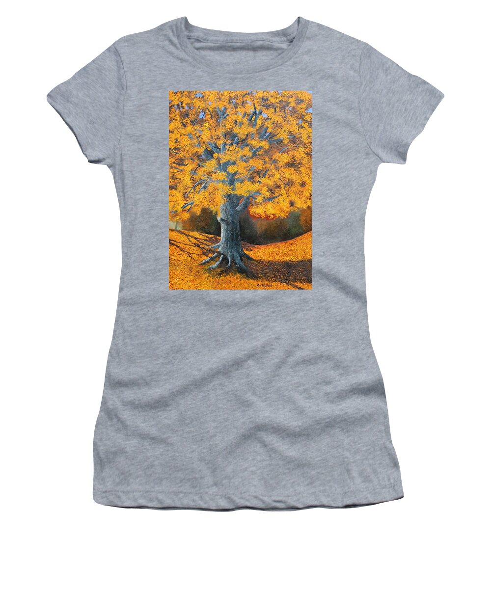 Fall Women's T-Shirt featuring the painting Autumn Tree by Ken Ahlering