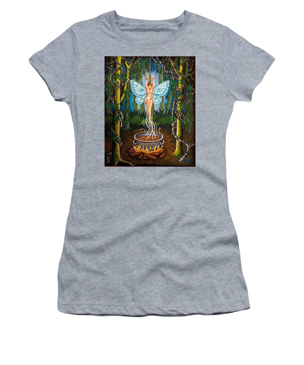  Women's T-Shirt featuring the painting Ayahuasca Spirit Rising by James RODERICK