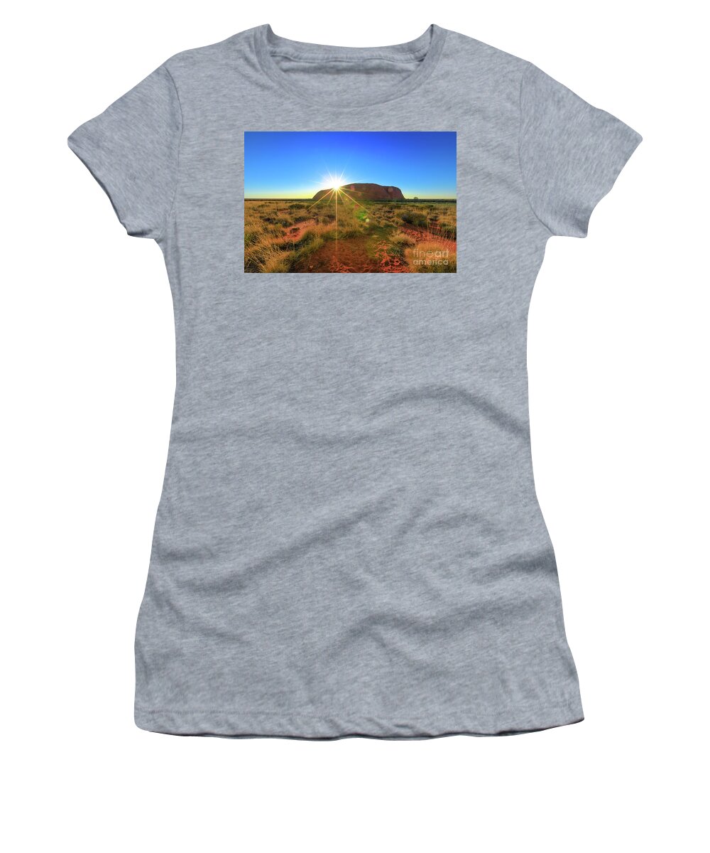 Australia Women's T-Shirt featuring the photograph Ayers Rock at sunrise by Benny Marty