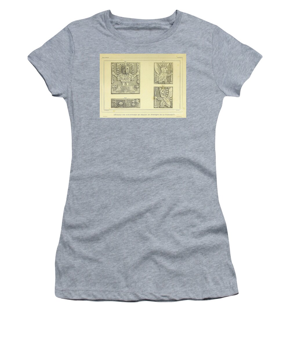 Details Women's T-Shirt featuring the photograph Aymara Temple details 1844 u1 by Historic illustrations