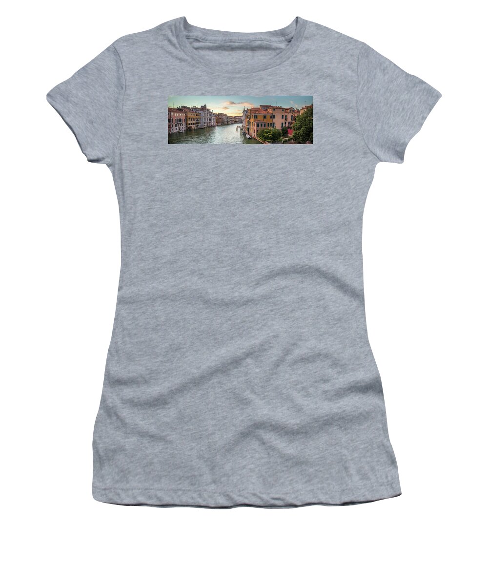 Fine Art Photo Women's T-Shirt featuring the photograph B0009354x2-2060_Sunset on the Grand Canal during the Lockdown, Venic by Marco Missiaja