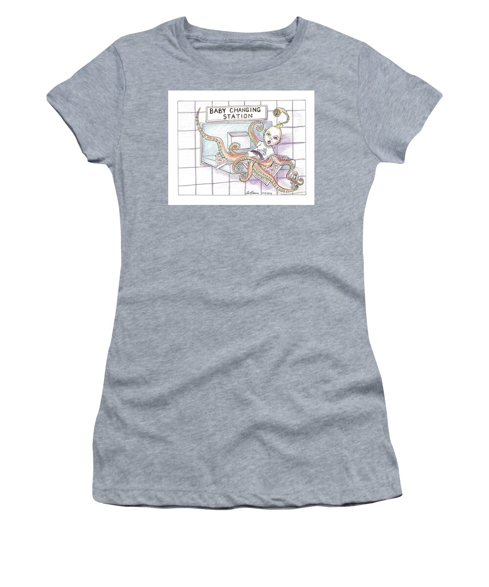 Baby Women's T-Shirt featuring the drawing Baby Changing Station by Eric Haines