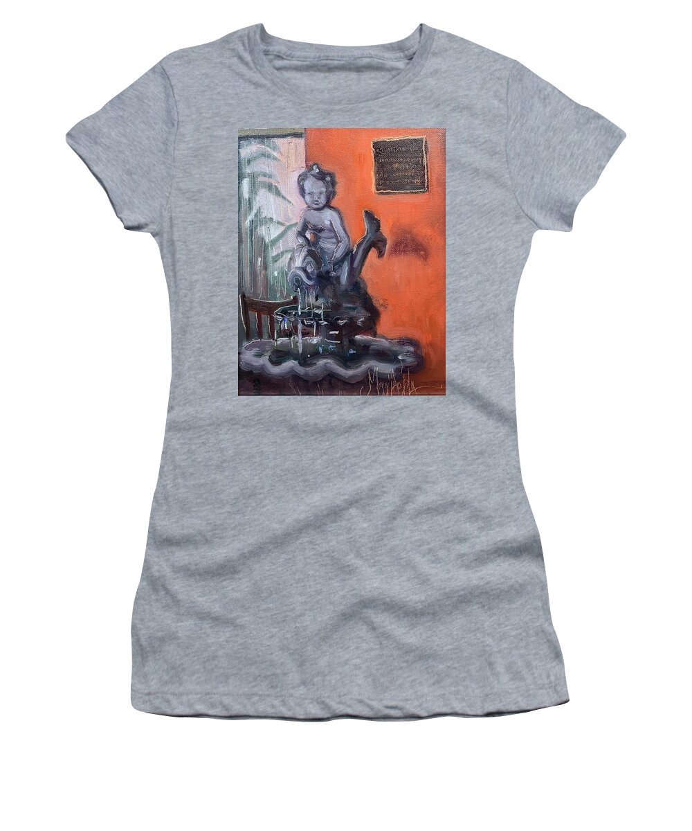 Fountain Women's T-Shirt featuring the painting Baby in the Fountain by Maggii Sarfaty