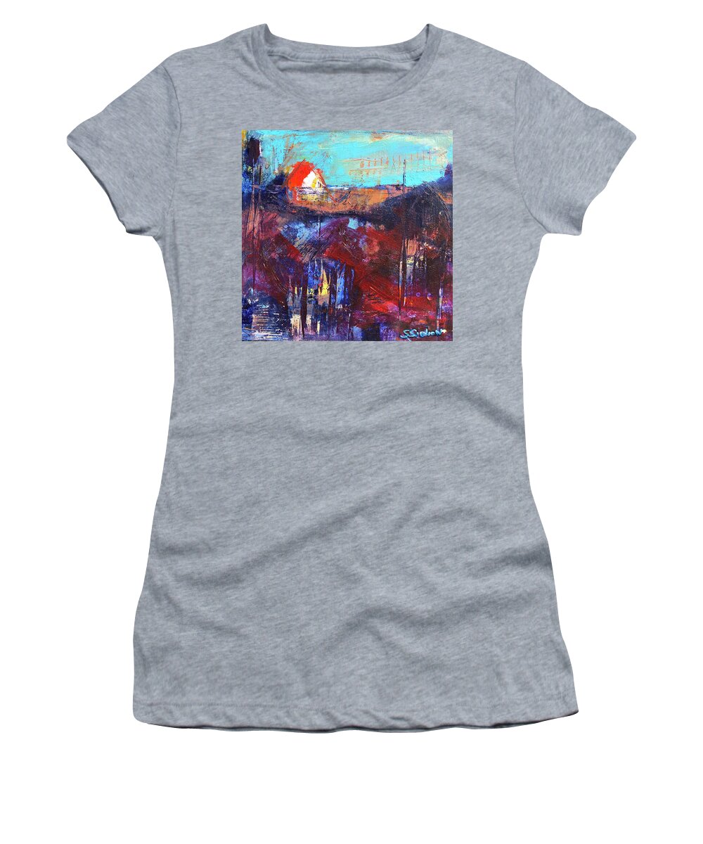 Abstract Women's T-Shirt featuring the painting Back Home by Sharon Sieben