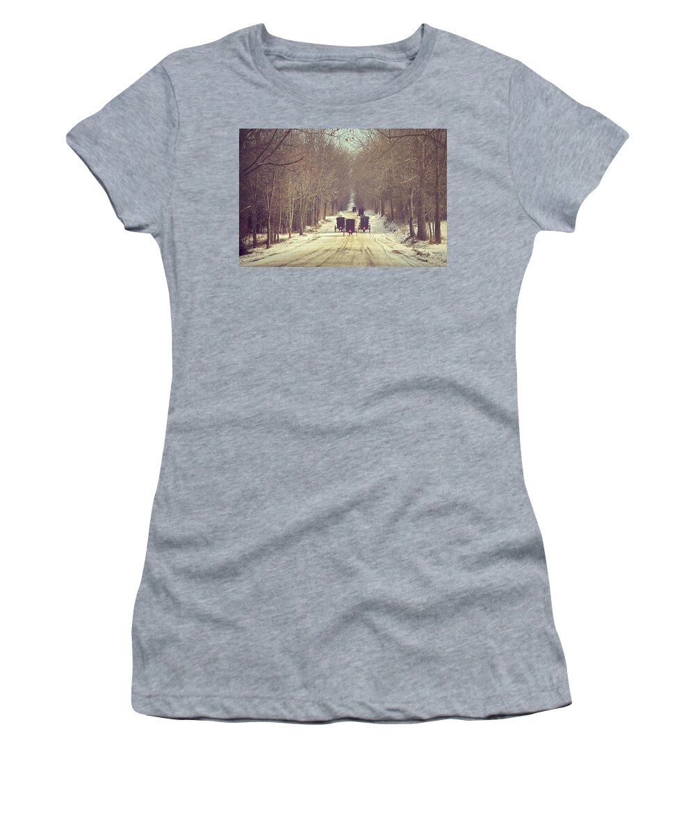 Scenic Women's T-Shirt featuring the photograph Backroad Buggies by Carrie Ann Grippo-Pike