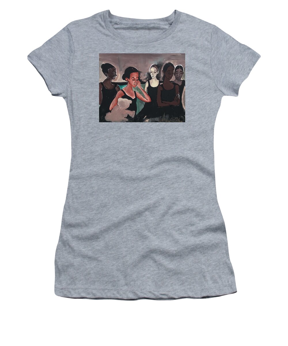  Women's T-Shirt featuring the painting Backstage by Angie ONeal