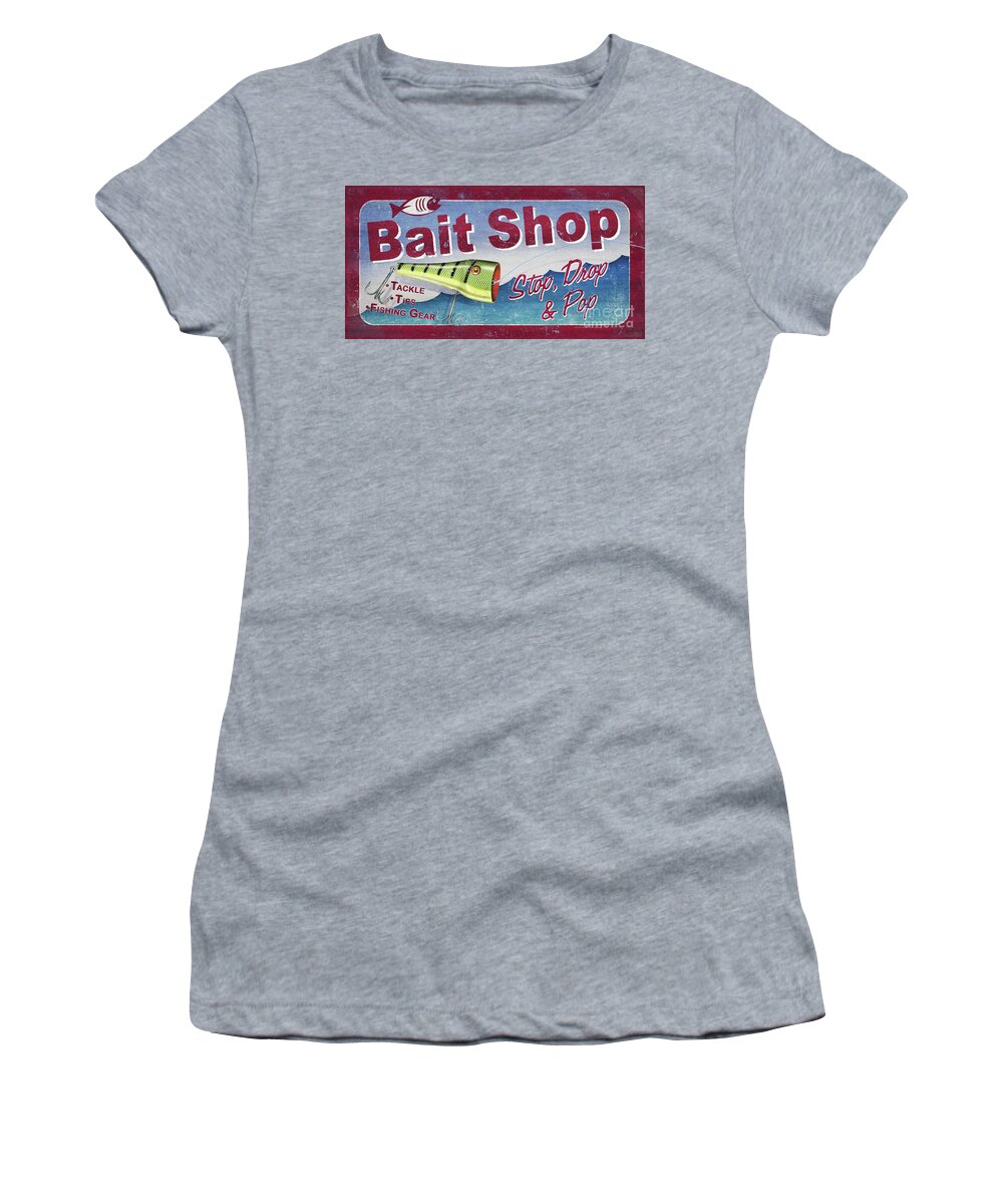Jq Licensing Women's T-Shirt featuring the painting Bait Shop Sign by JQ Licensing