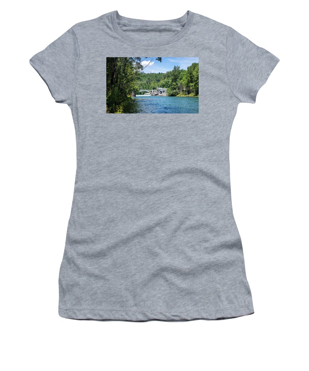 Baker River And Henry Thompson Bridge Women's T-Shirt featuring the photograph Baker River and Henry Thompson Bridge by Tom Cochran