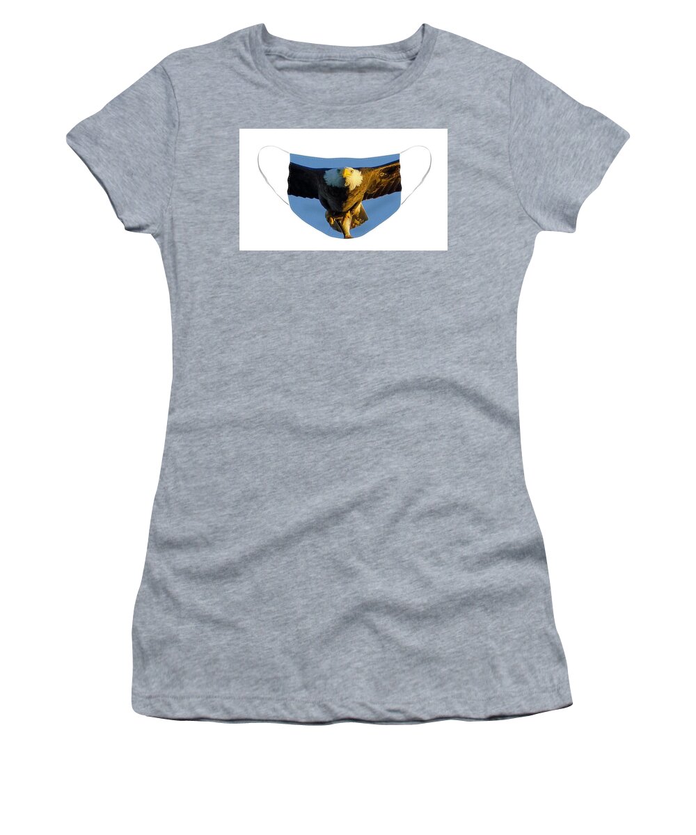 North American Bald Eagle Women's T-Shirt featuring the photograph Bald Eagle Face Mask with Fish by Jeff at JSJ Photography