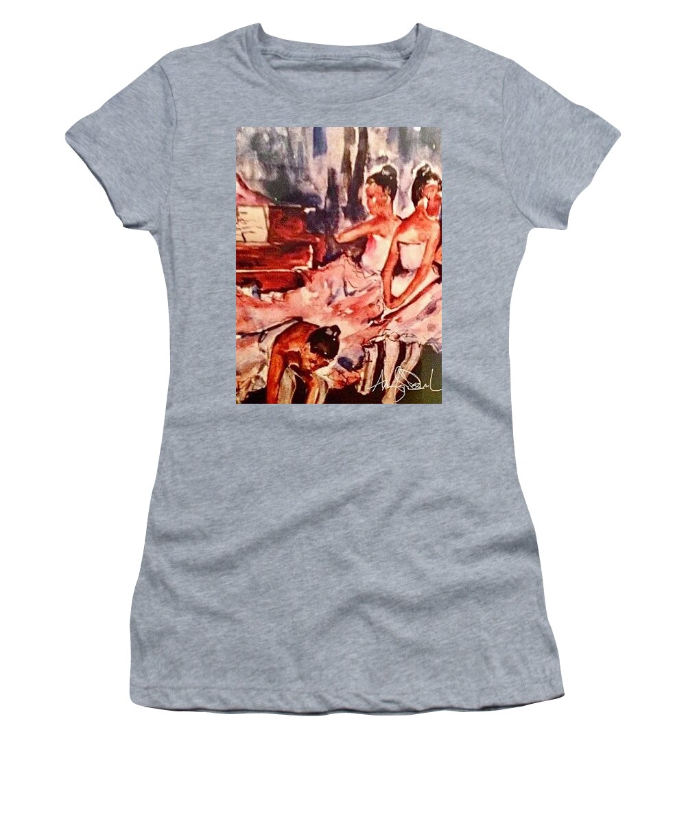  Women's T-Shirt featuring the painting Ballerina girls by Angie ONeal