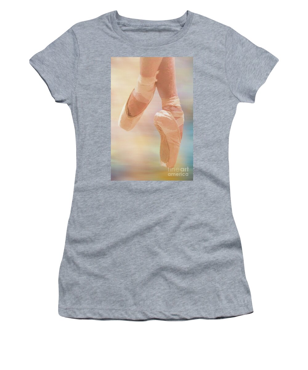 Ballet Shoes Women's T-Shirt featuring the mixed media Ballet Shoes by Elisabeth Lucas