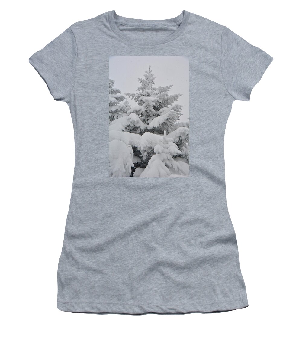 Balsam Fur Covered In Snow Women's T-Shirt featuring the photograph Balsam Fur Covered in Snow by Raymond Salani III