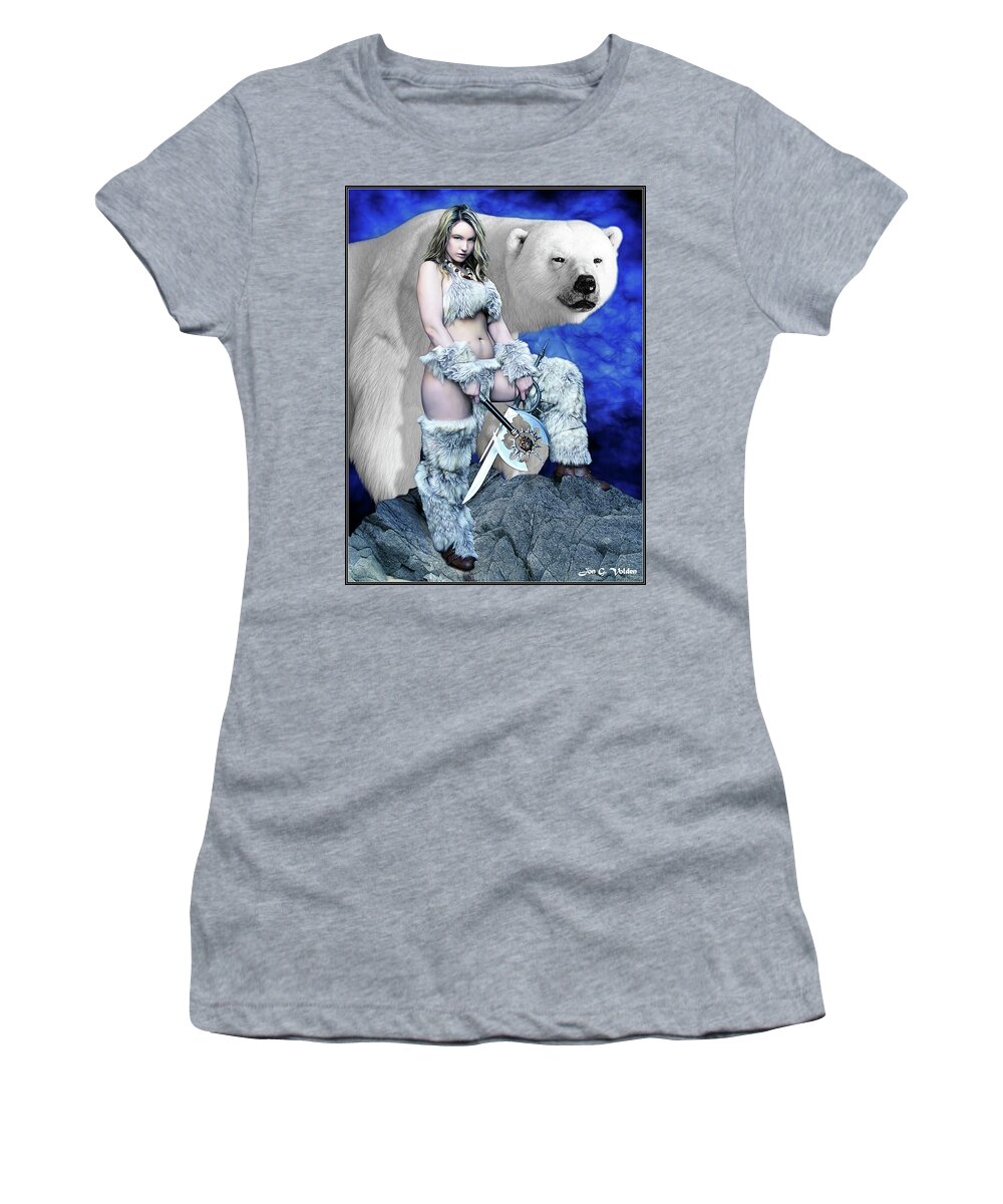 Cosplay Women's T-Shirt featuring the photograph Barbarian With Bear by Jon Volden