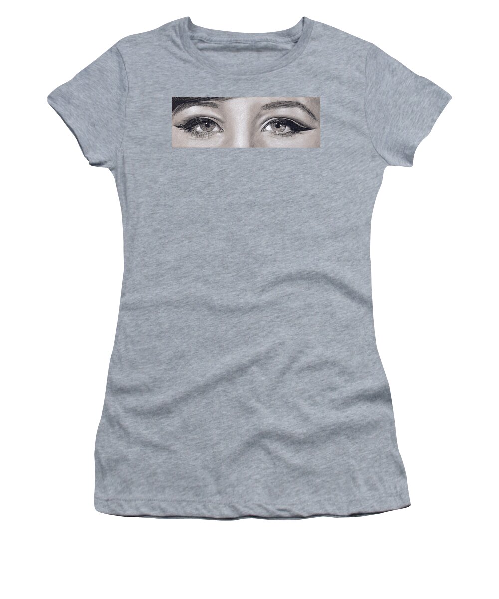 Celebrity Women's T-Shirt featuring the drawing Barbra's eyes by Rob De Vries