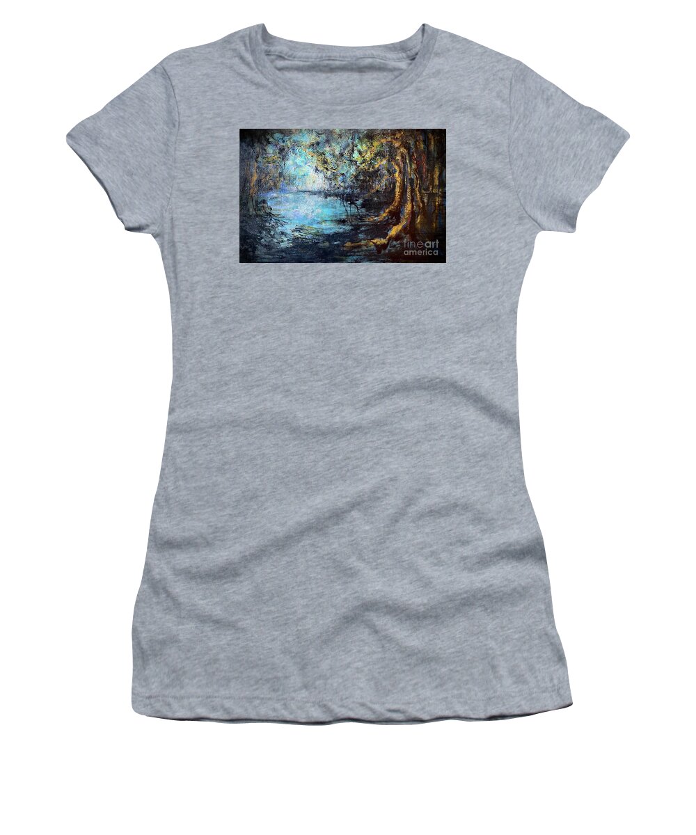 Landscape Painting Women's T-Shirt featuring the painting Bayou Voodoo by Francelle Theriot