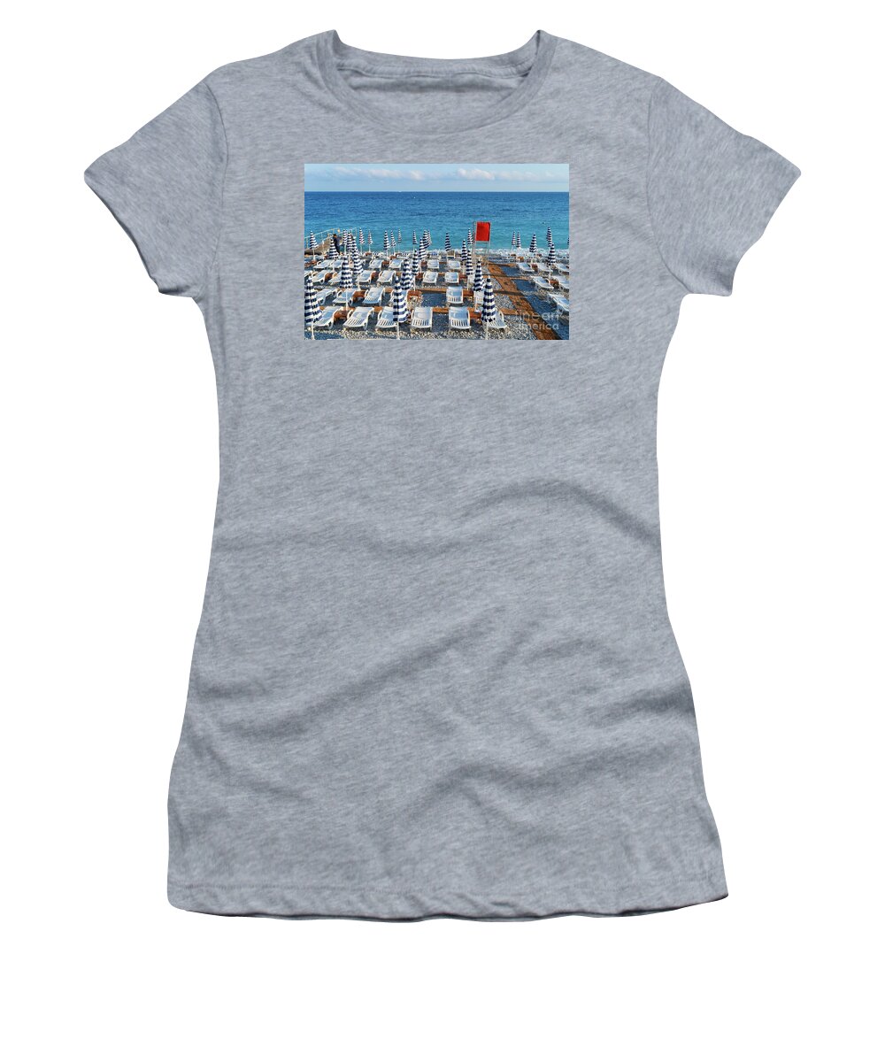 Nice Women's T-Shirt featuring the photograph beach at cote dAzur, France by Anastasy Yarmolovich