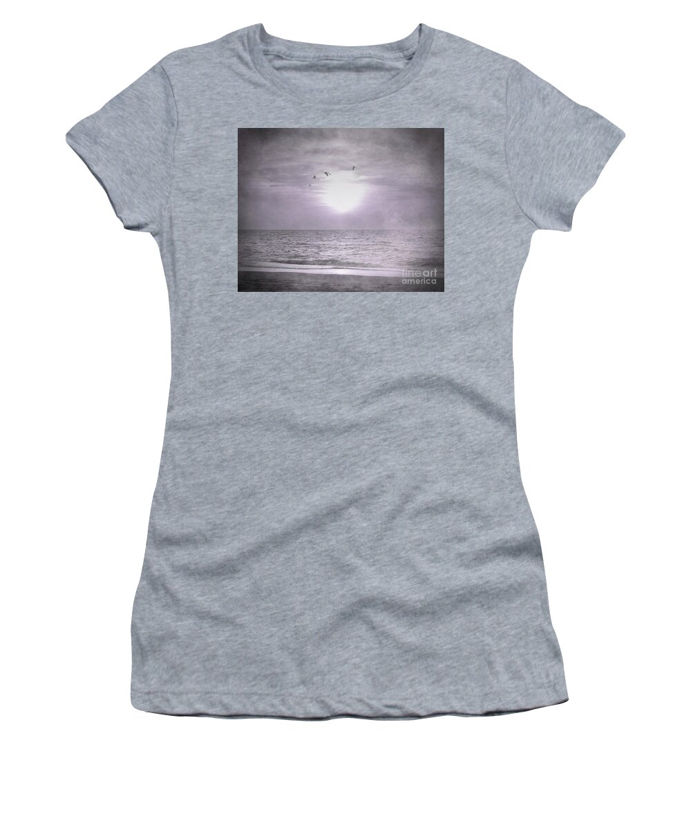 Beach Women's T-Shirt featuring the mixed media Beach Ocean Photo 140 by Lucie Dumas