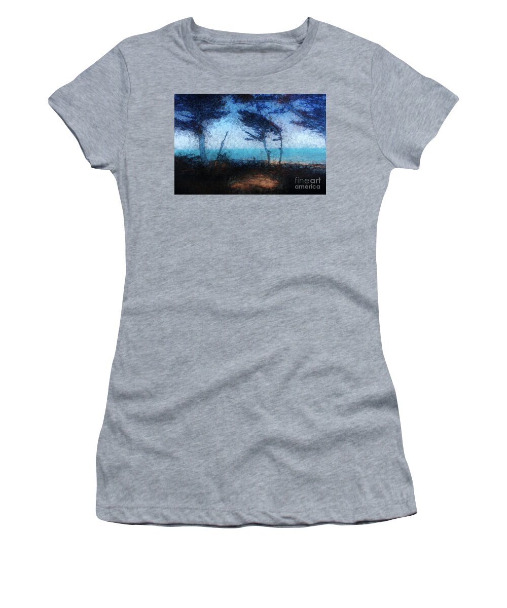 Beach Women's T-Shirt featuring the photograph Beach Pines in the Breeze by Katherine Erickson