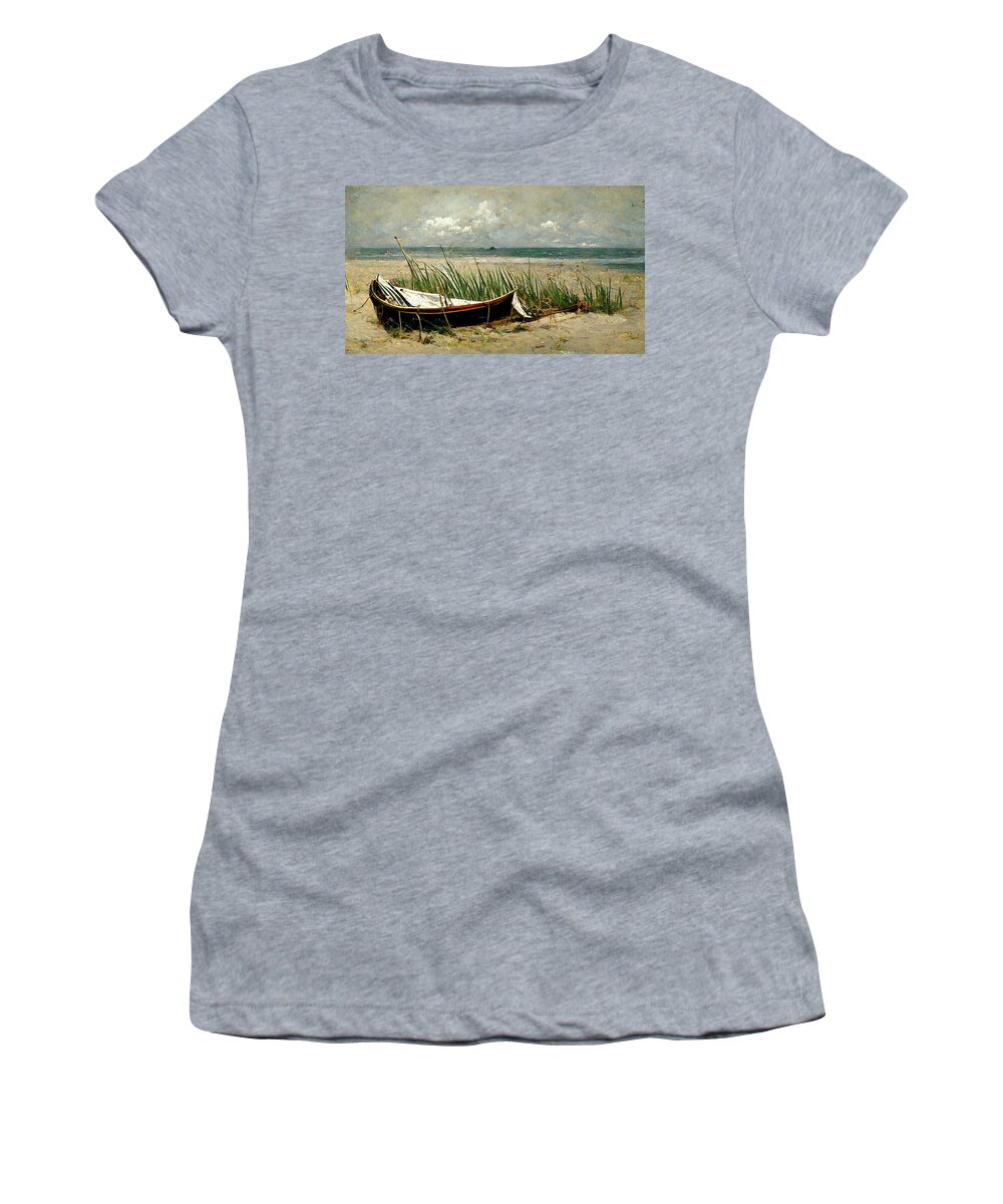 Nantucket Women's T-Shirt featuring the digital art Beach Walk by Nickleen Mosher