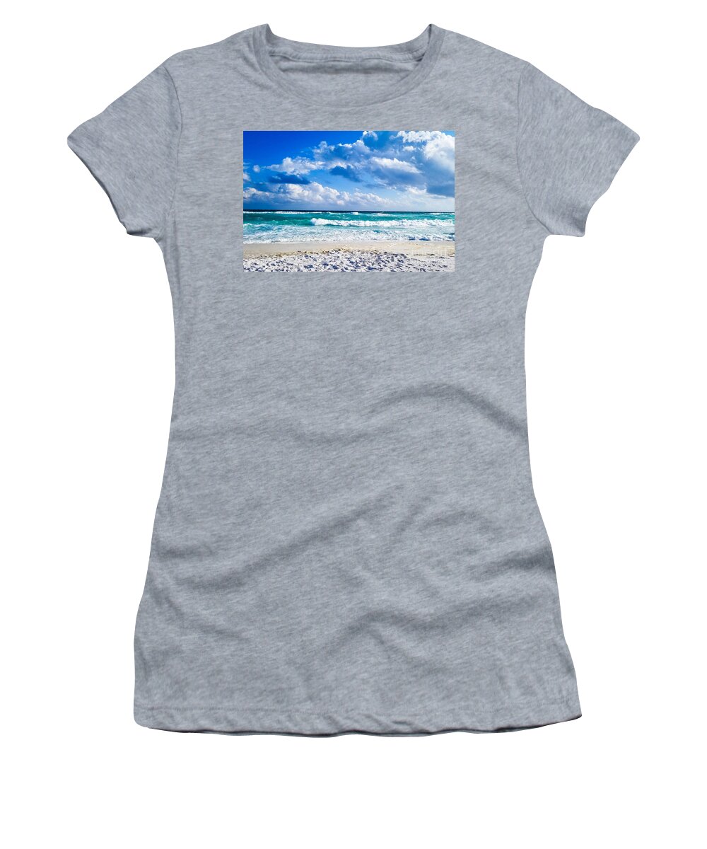 Beach Women's T-Shirt featuring the photograph Beach Waves, Opal Beach, Pensacola Beach, Florida by Beachtown Views