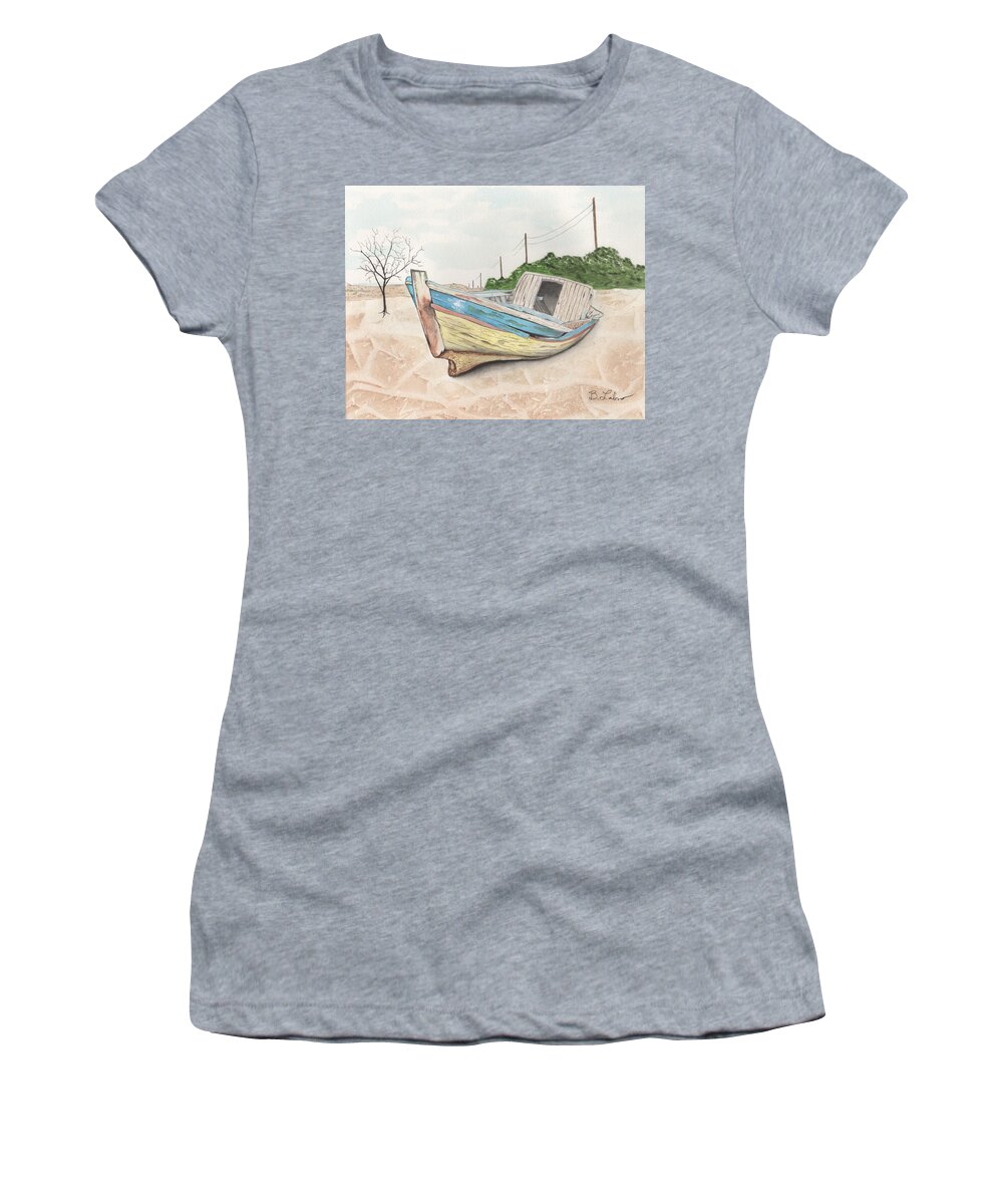 Watercolor Women's T-Shirt featuring the painting Beached by Bob Labno