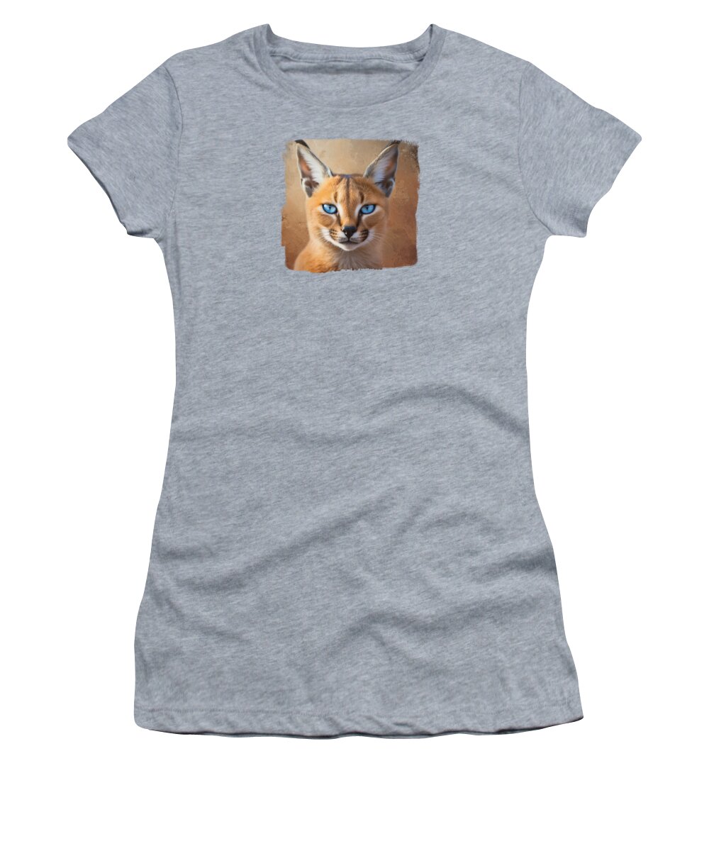 Caracal Women's T-Shirt featuring the mixed media Beautiful Caracal by Elisabeth Lucas