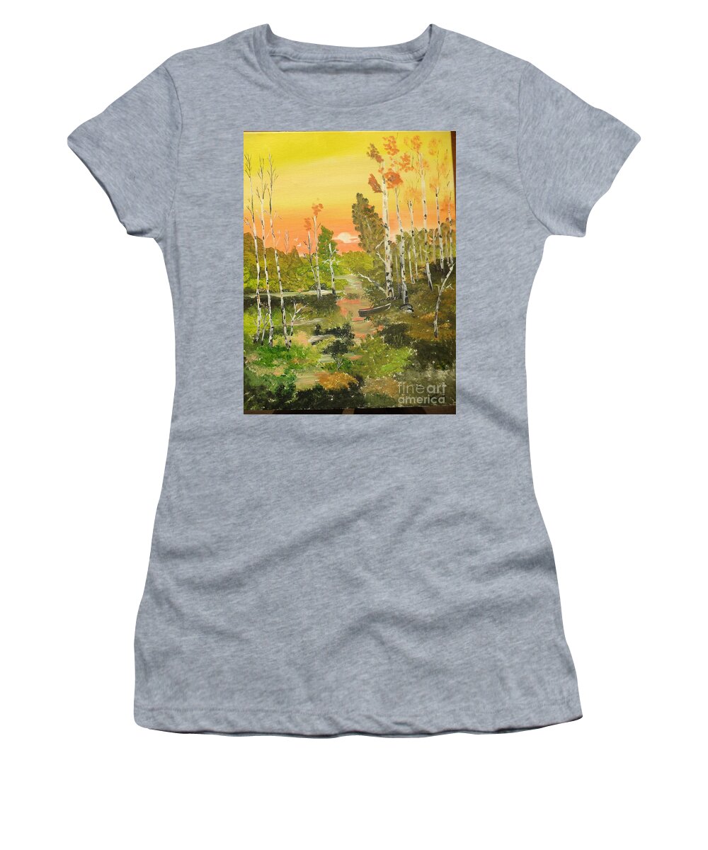 Landscape Women's T-Shirt featuring the painting Beautiful Sunset Painting by Donald Northup