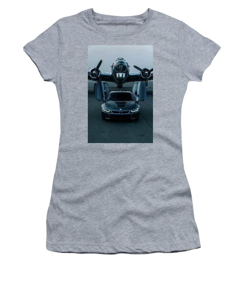 Bmw Women's T-Shirt featuring the photograph Beauty and the Beast by David Whitaker Visuals