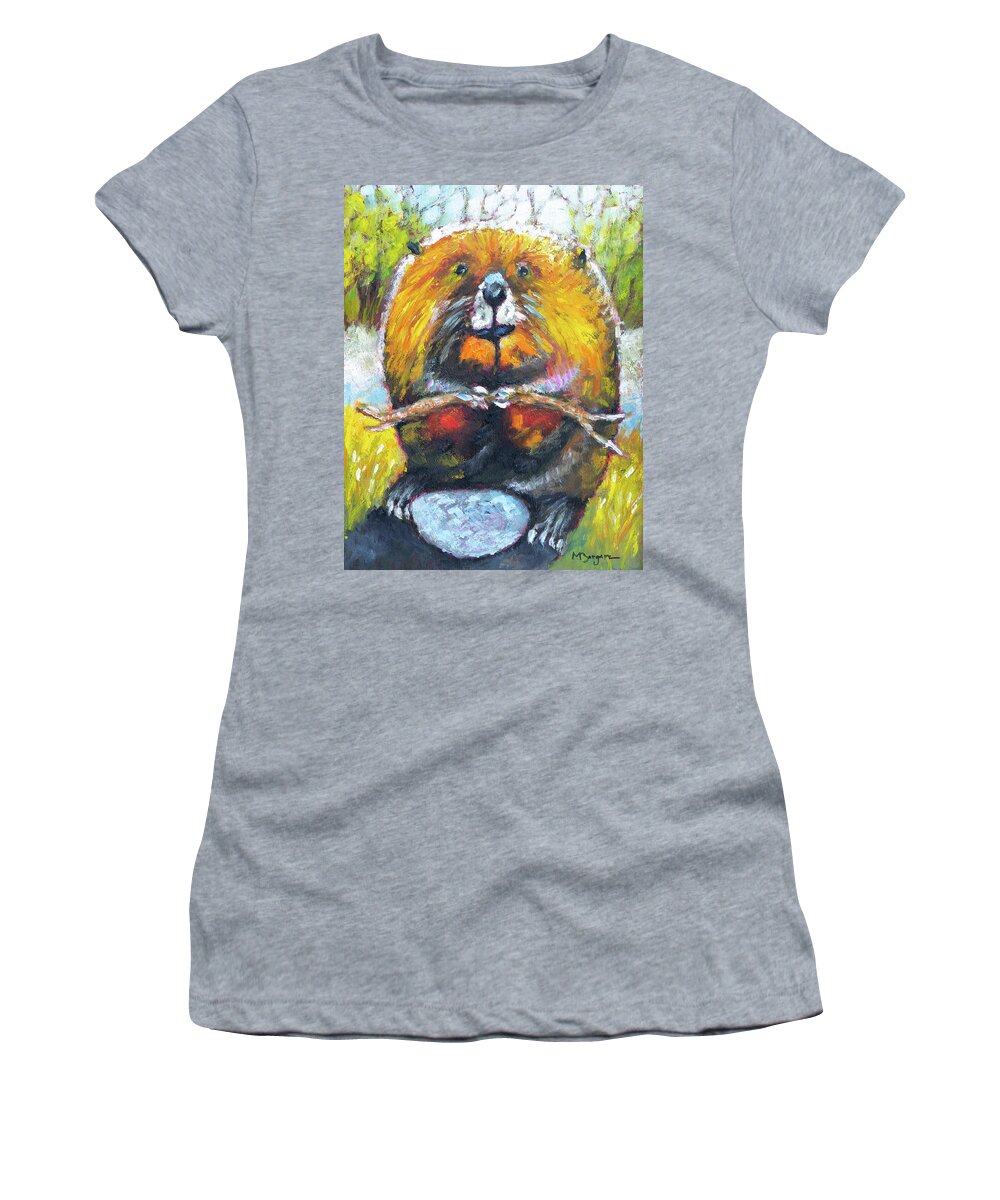 Beaver Women's T-Shirt featuring the painting Beaver by Mike Bergen
