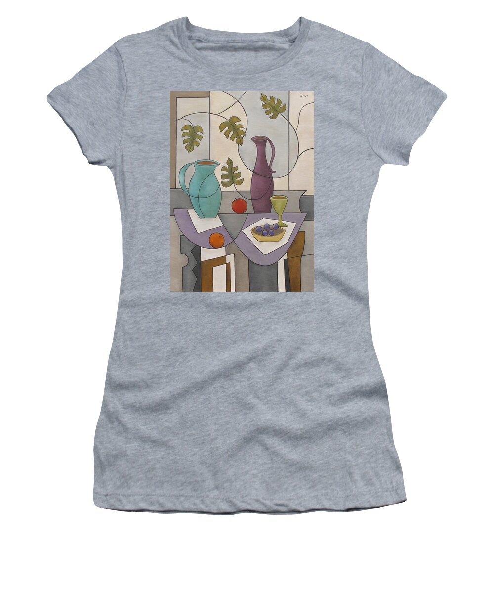 Still Life Women's T-Shirt featuring the painting Bebidas y Fruta by Trish Toro