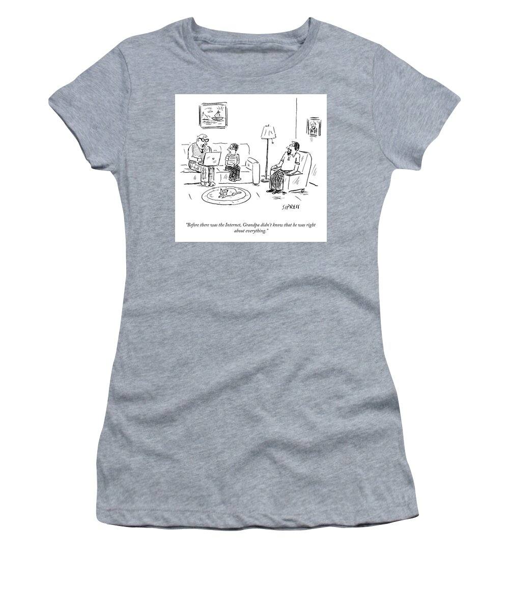 Before There Was The Internet Women's T-Shirt featuring the drawing Before There Was the Internet by David Sipress