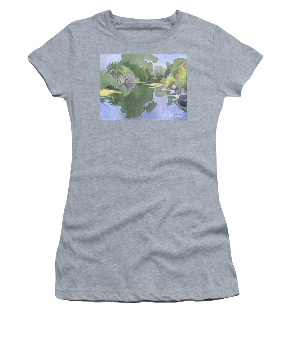 San Diego River Women's T-Shirt featuring the painting Belly of the River, San Diego by Paul Strahm