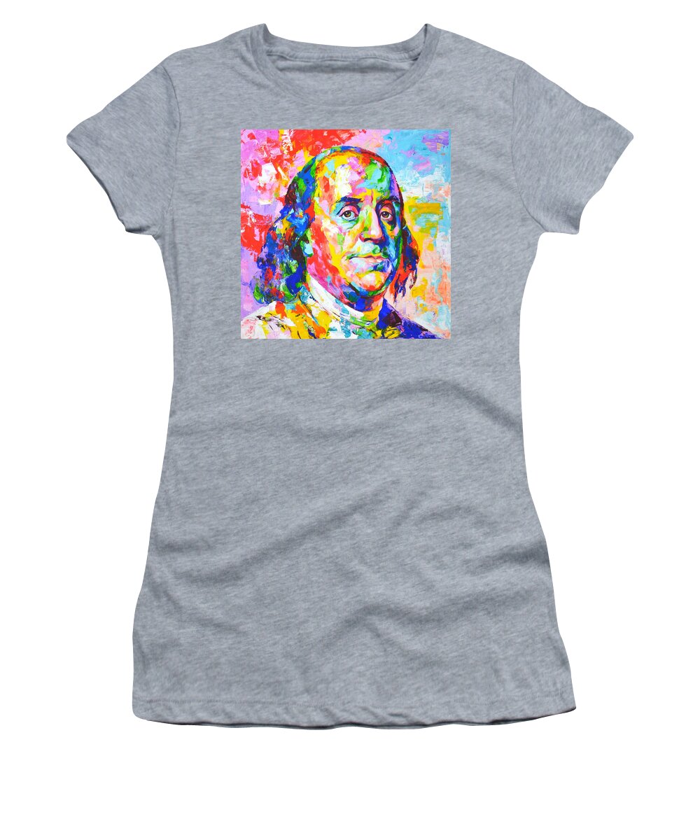 Benjamin Franklin Women's T-Shirt featuring the painting Benjamin Franklin by Iryna Kastsova